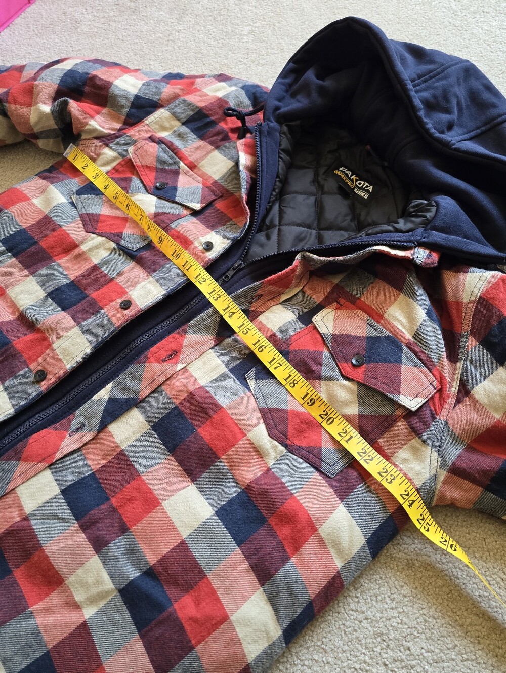 Dakota WorkPro Men’s Medium Plaid Quilted Hooded Work Jacket - Picture 6 of 14